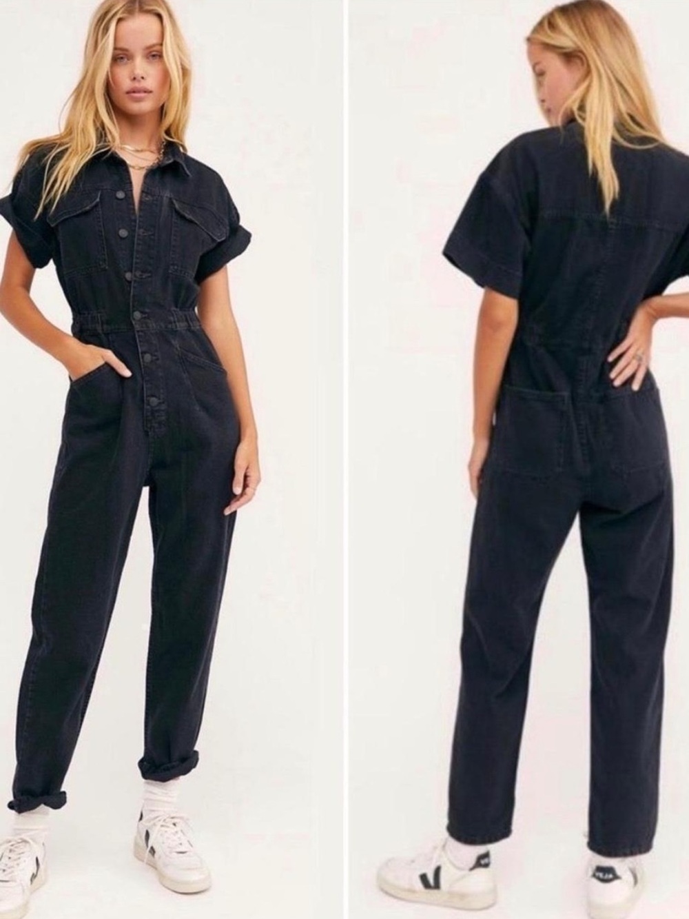 Free People Marci Jumpsuit in Iron Black Extra Large